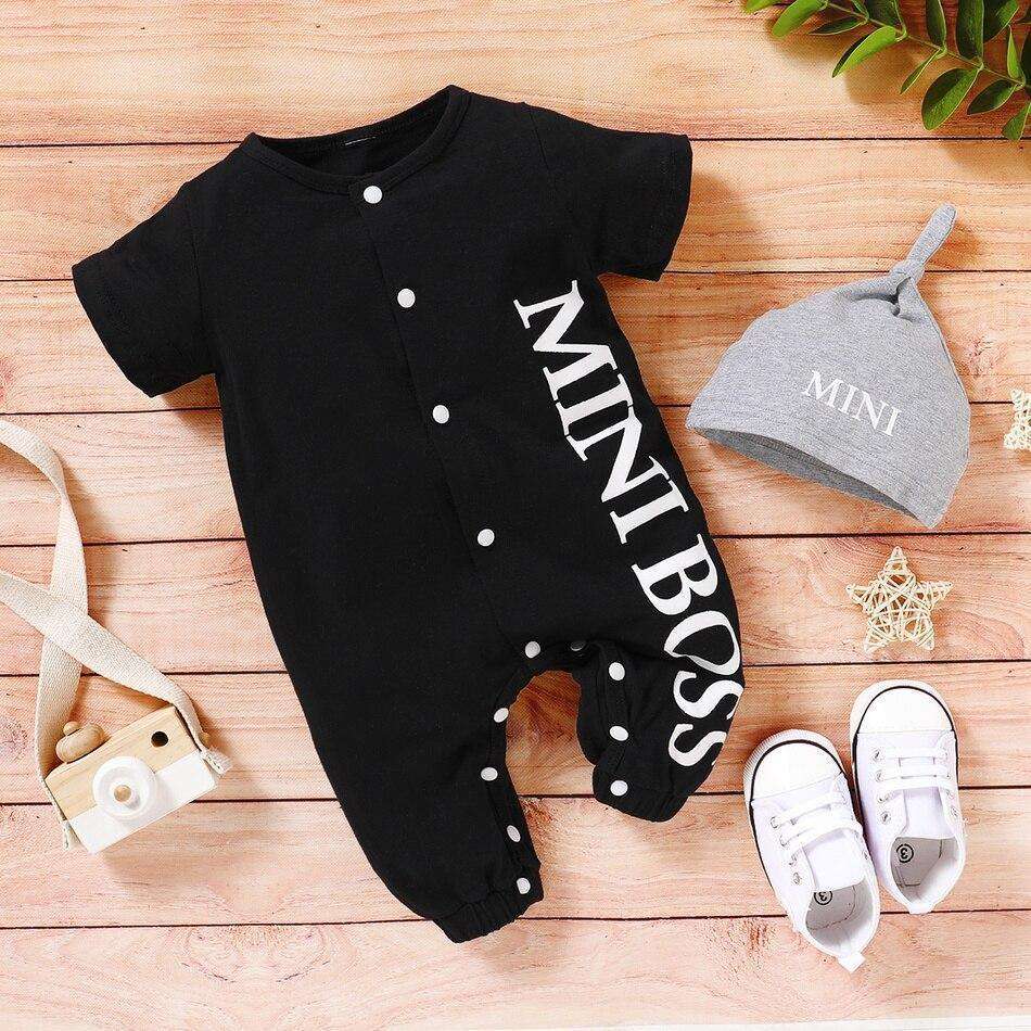 PatPat Heiße Verkäufe Frühjahr und Herbst Baby Boy MINI BOSS Baby-spielanzug mit Hut baby geboren kleidung Overalls Baby der kleidung