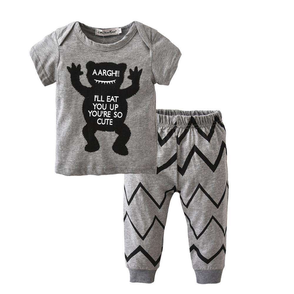 Sommer Neugeborenen Baby Boy Kleidung Set Baumwolle Brief Drucken Kurzarm T-shirt und Casual Hosen Kleinkind Kleidung Outfits