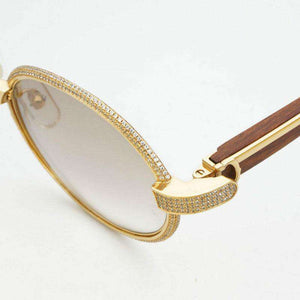 Vintage Diamant Holz Sonnenbrille