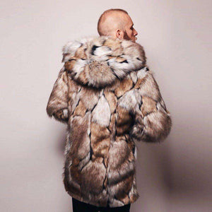 NY Winter Men Faux Fur Hooded Jacket