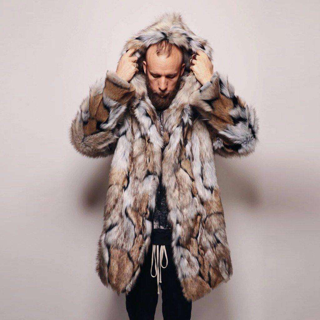 NY Winter Men Faux Fur Hooded Jacket