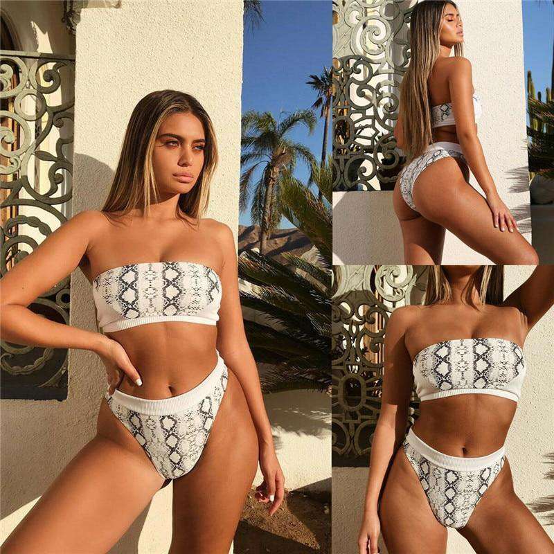 Snake print bandage swimsuit