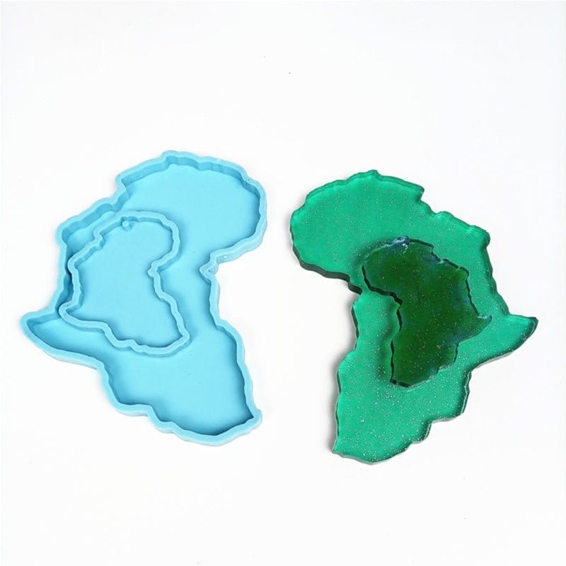 Africa Map Shape Coaster Cup Mat Pad Epoxy Resin Mold Keychain Pendants Silicone Mould DIY Crafts Jewelry Casting Tool