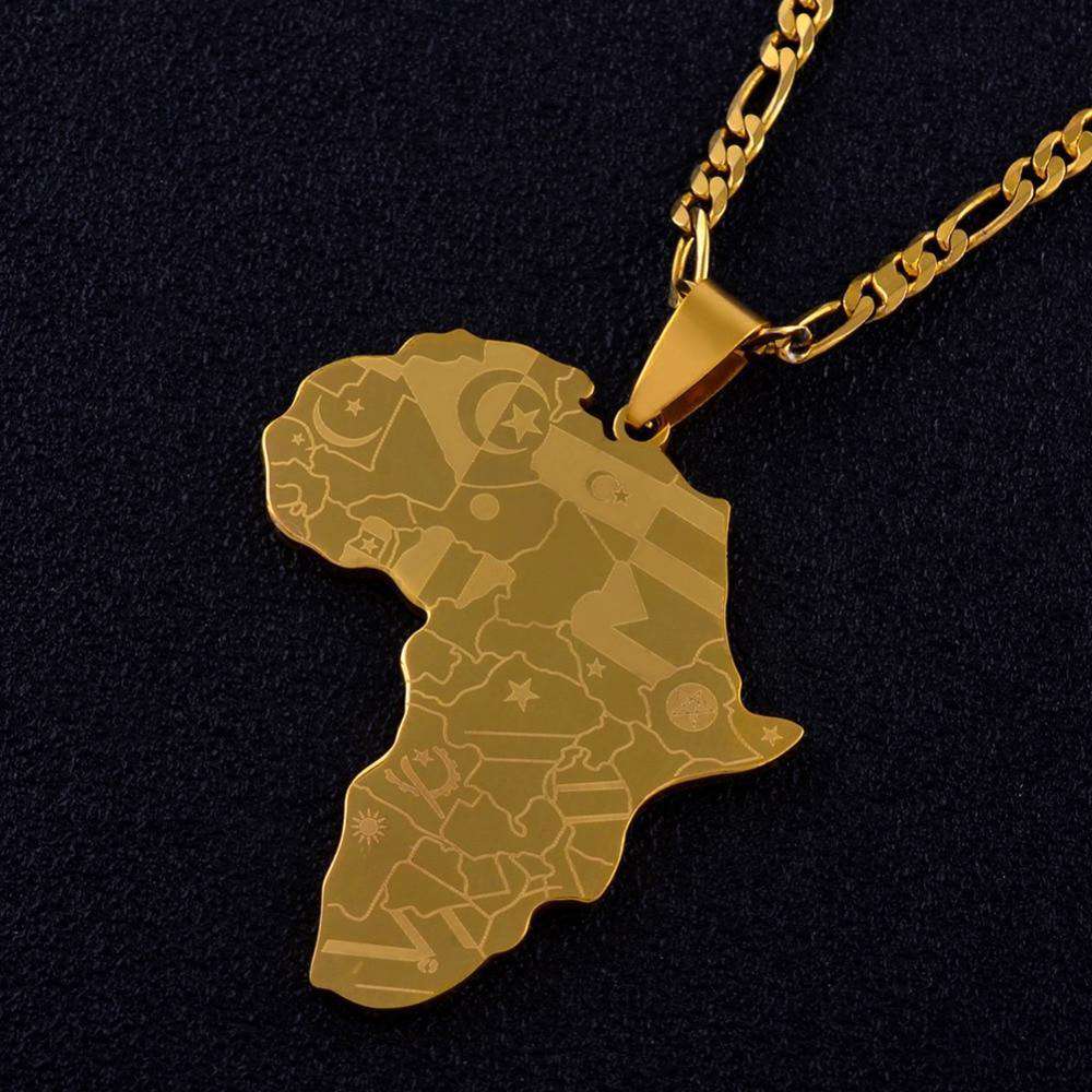 Africa Map With Flag Necklaces