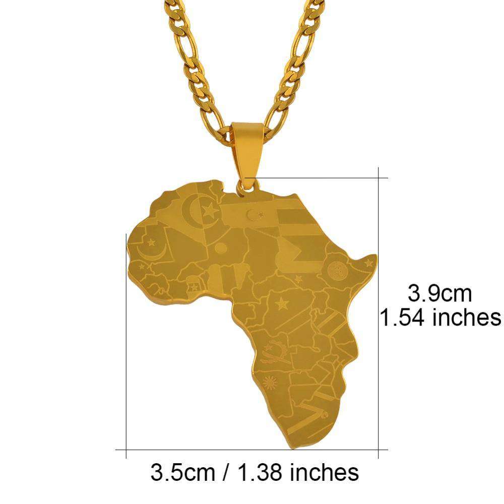 Africa Map With Flag Necklaces