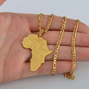 Africa Map With Flag Necklaces