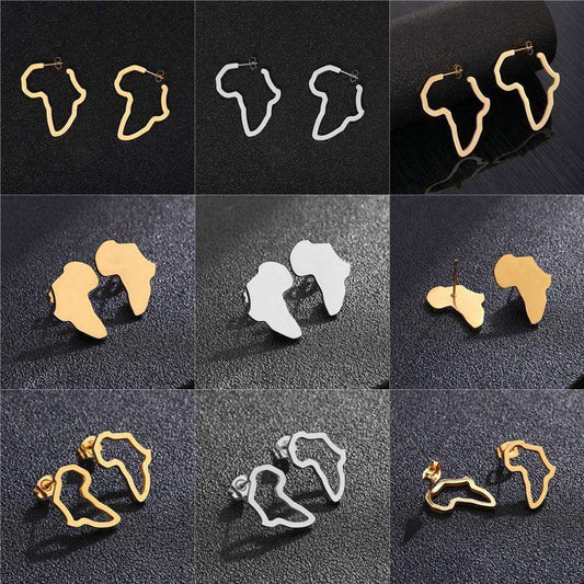 African Map Stud Earring