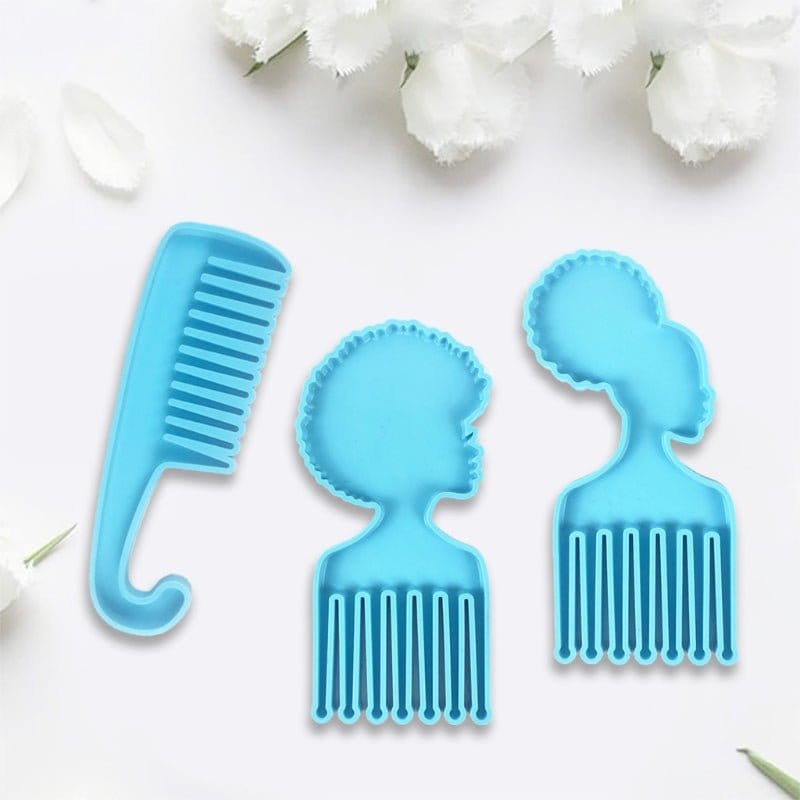 African Men Women Heads Shaped Combs Epoxy Resin Mold Silicone Mould DIY Crafts Casting Tools