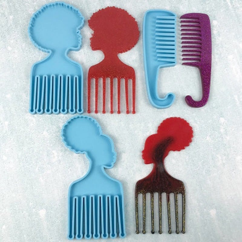 African Men Women Heads Shaped Combs Epoxy Resin Mold Silicone Mould DIY Crafts Casting Tools