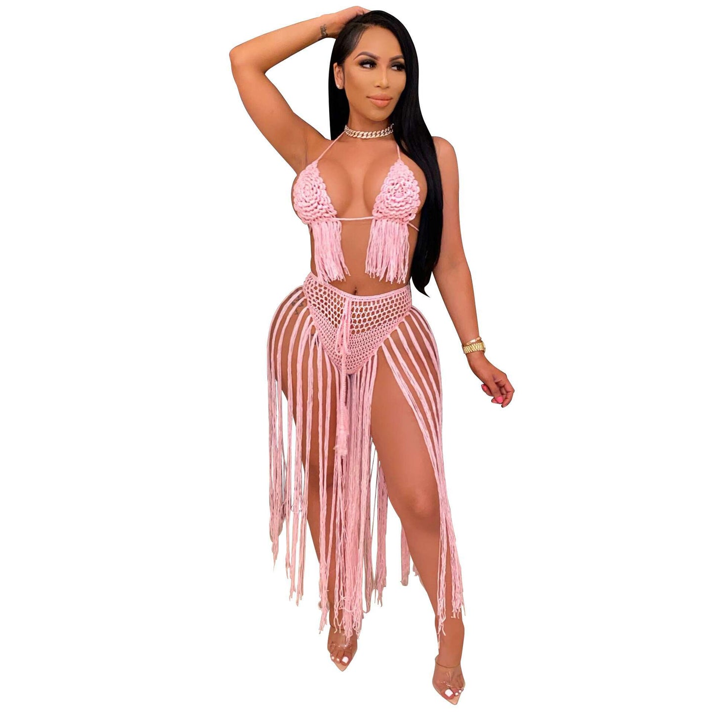 Beach Wear Bikini Top 2 Piece Skirt Set