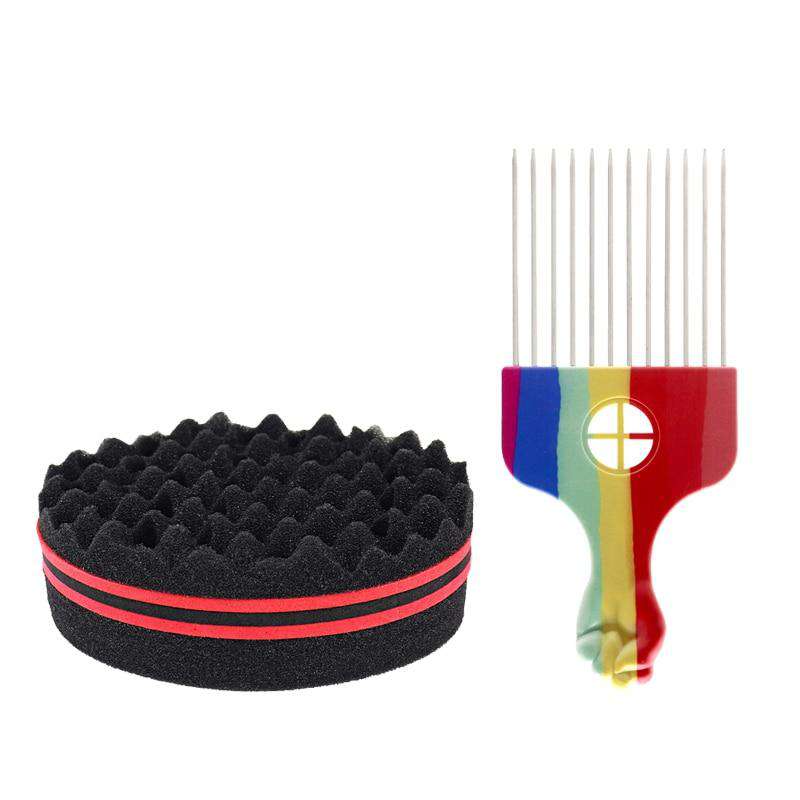 Barber Double Sided Magic Twist Hair Brush Sponge Afro Coil Hair Pick Comb Wave Dread Sponge Brushes For Hairdressing Styling