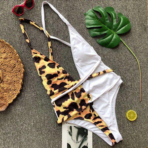 Beach Style Leopard Print Bodysuit