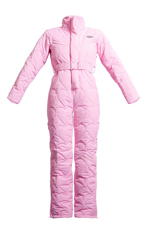 SKI Pink Heart Quilted Belted Snow Suit - HCWP 