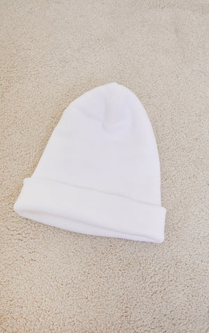 White Knitted Beanie - HCWP 
