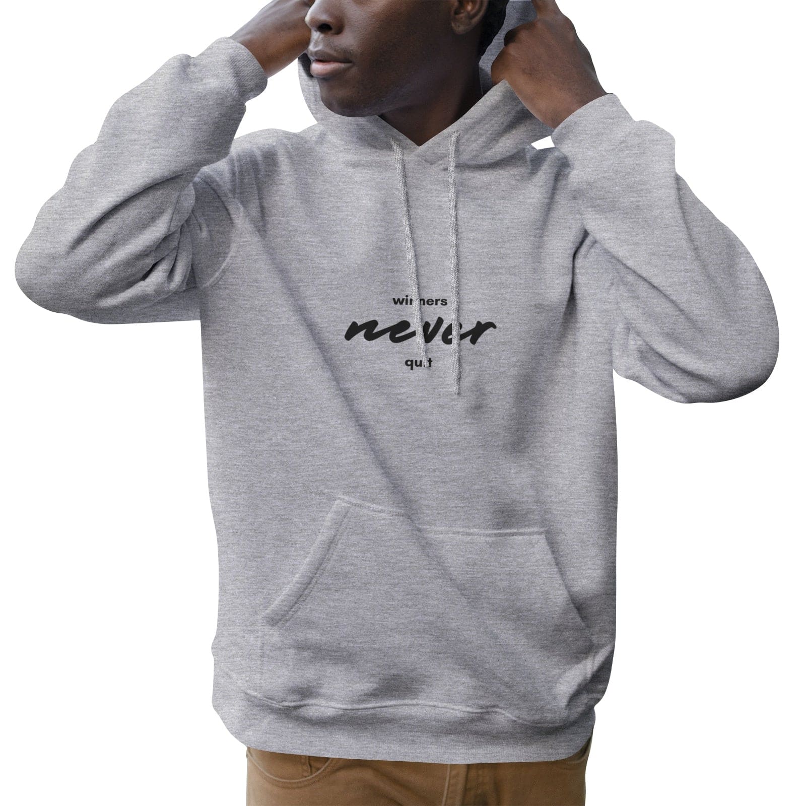 Winners never quit Men's Soft Cotton Hoodies - HCWP 