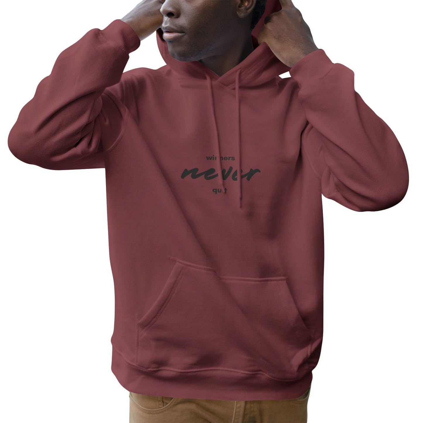 Winners never quit Men's Soft Cotton Hoodies - HCWP 