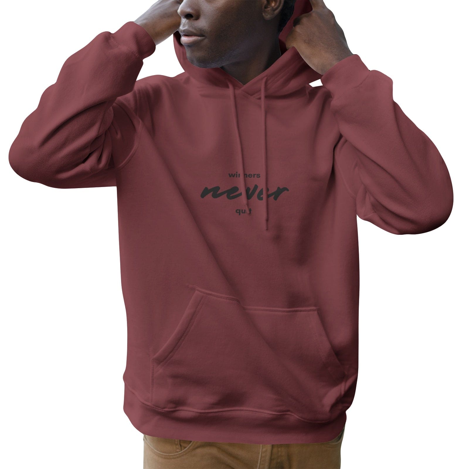 Winners never quit Men's Soft Cotton Hoodies - HCWP 