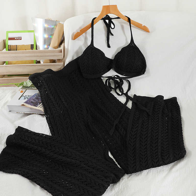 DEAT Women Knitting Sling Nackless Sexy Bra Long Pants New Arrivals Two Piece Set Temperament Fashion Spring Summer 2022 11D846
