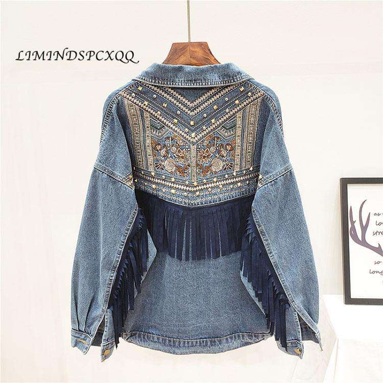 Denim Jacket Floral Embroidery