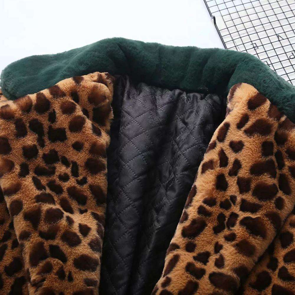 Dicken Mantel Leopard Print Jacke