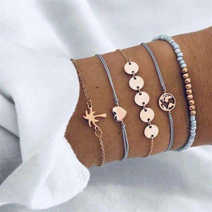 FAMSHIN Bohemian Handmade Weben Herz Lange Quaste Armband Sets Frauen 2019 Neue Grau Seil Kette Armbänder Schmuck Weihnachten Geschenk