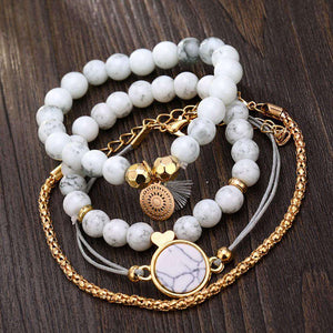 FAMSHIN Bohemian Handmade Weben Herz Lange Quaste Armband Sets Frauen 2019 Neue Grau Seil Kette Armbänder Schmuck Weihnachten Geschenk