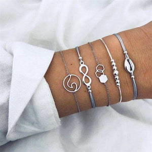 FAMSHIN Bohemian Handmade Weben Herz Lange Quaste Armband Sets Frauen 2019 Neue Grau Seil Kette Armbänder Schmuck Weihnachten Geschenk