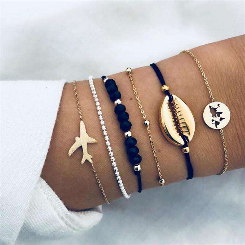 FAMSHIN Bohemian Handmade Weben Herz Lange Quaste Armband Sets Frauen 2019 Neue Grau Seil Kette Armbänder Schmuck Weihnachten Geschenk