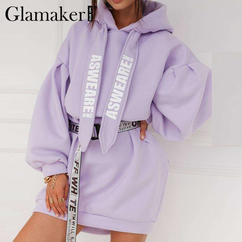 Glamaker Purple loose sweatshirt hoodies