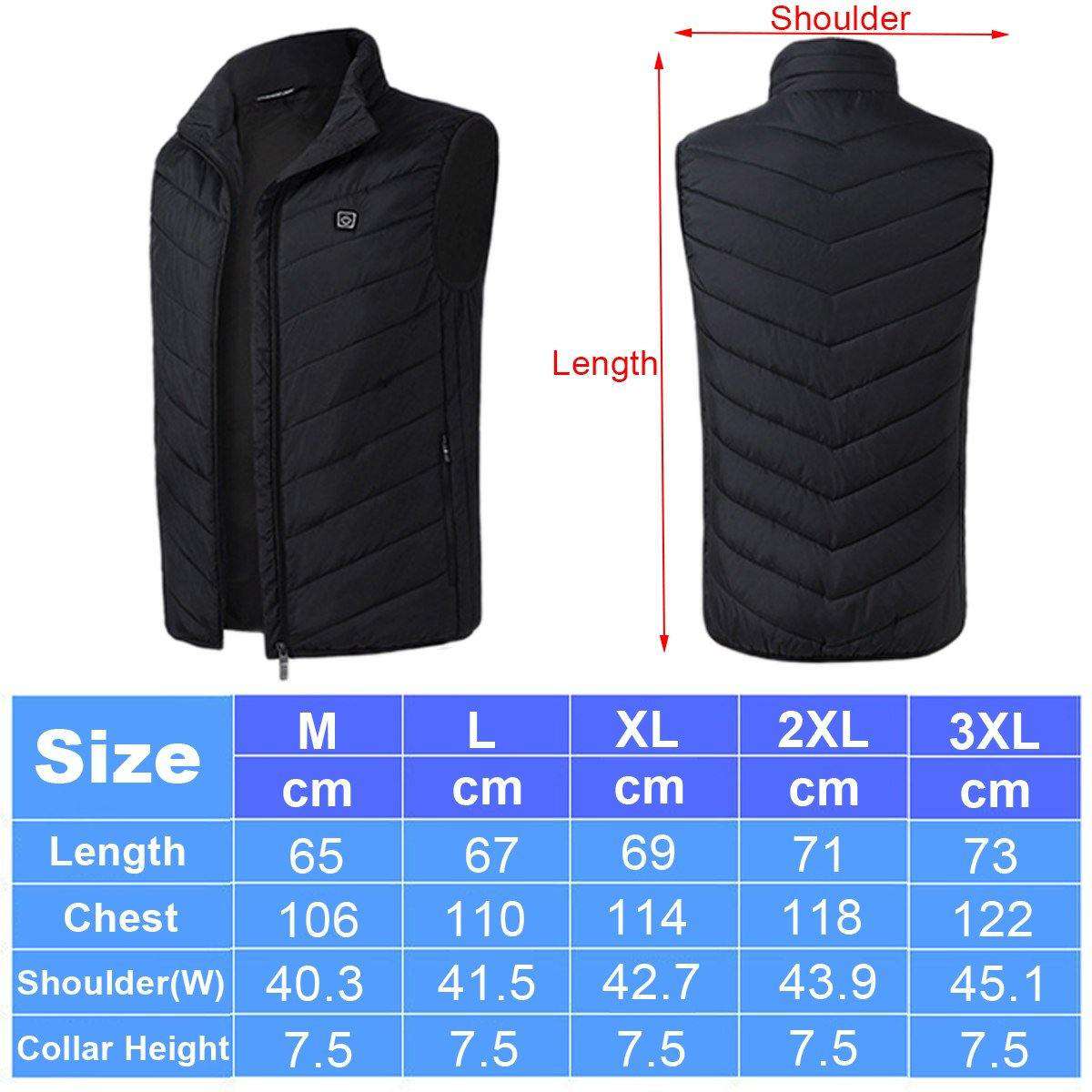 Herren Beheizte Jacke USB Sleeveless Weste Voll Zipper Beheizten Mäntel Temperatur Control Sicherheit Kleidung