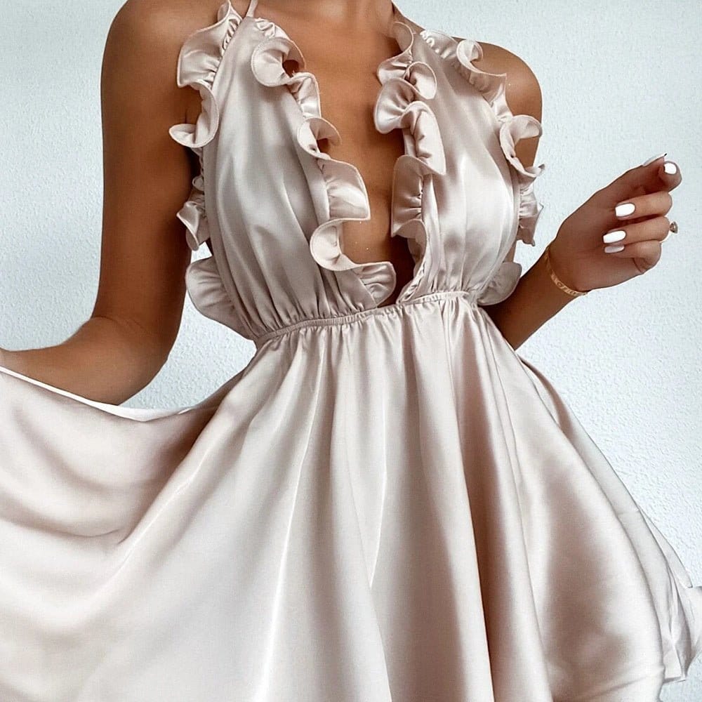 Ruffles Satin Party Dresses