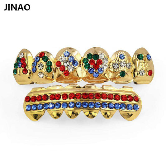 Iced Out Poker Rhinestone Top&Bottom Colors Grills