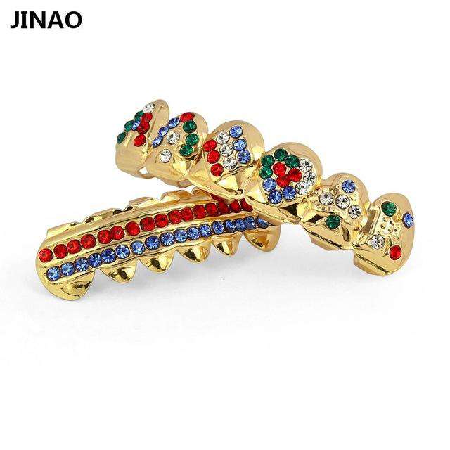 Iced Out Poker Rhinestone Top&Bottom Colors Grills