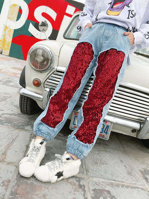 Jeans Woman The Sequins Stitching