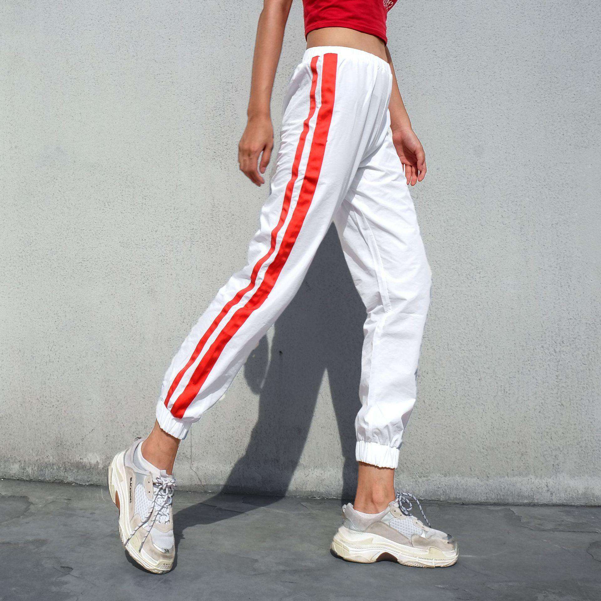 Jogger Weiß rot