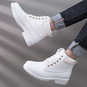 Lace-up ankle boots for women 2019 new fashion warm winter boots women solid square heel shoes woman plus size zapatos de mujer 1