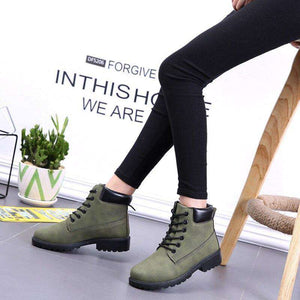 Lace-up ankle boots for women 2019 new fashion warm winter boots women solid square heel shoes woman plus size zapatos de mujer 1