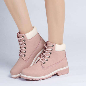 Lace-up ankle boots for women 2019 new fashion warm winter boots women solid square heel shoes woman plus size zapatos de mujer 1