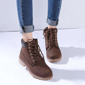 Lace-up ankle boots for women 2019 new fashion warm winter boots women solid square heel shoes woman plus size zapatos de mujer 1