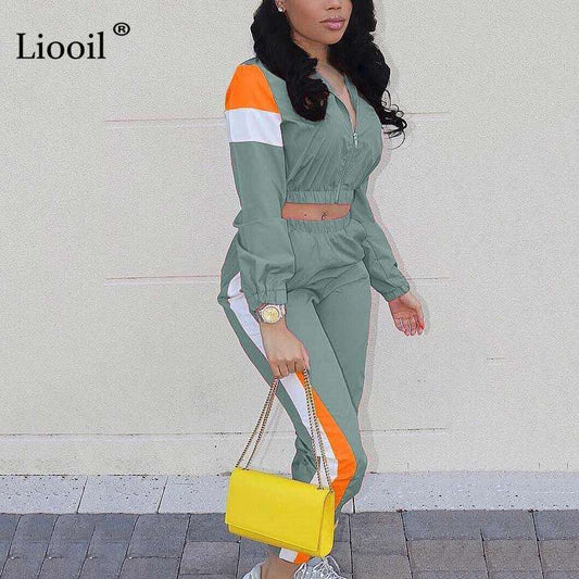 Liooil Color Block Two Piece