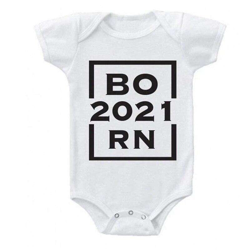 Lustige Neugeborenen Baby Romper Infant Baumwolle Kurzarm Jungen Baby Brief Kleidung Mädchen Print Anzug Geboren Krabbeln Baby 0-24M Neue