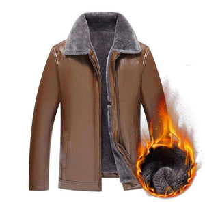 Men PU Leather Jacket Faux Fur Collar Veste Moto Homme Thick Warm Clothing Coat Classic Faux Leather Coats Chaqueta Hombre Cuero