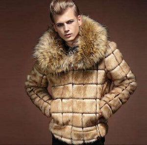 Mens 2019 Collar Fur Coat Personality Artificial Leather Grass Rabbit Fur Jacket Large Size Turn Down Collar Outwear