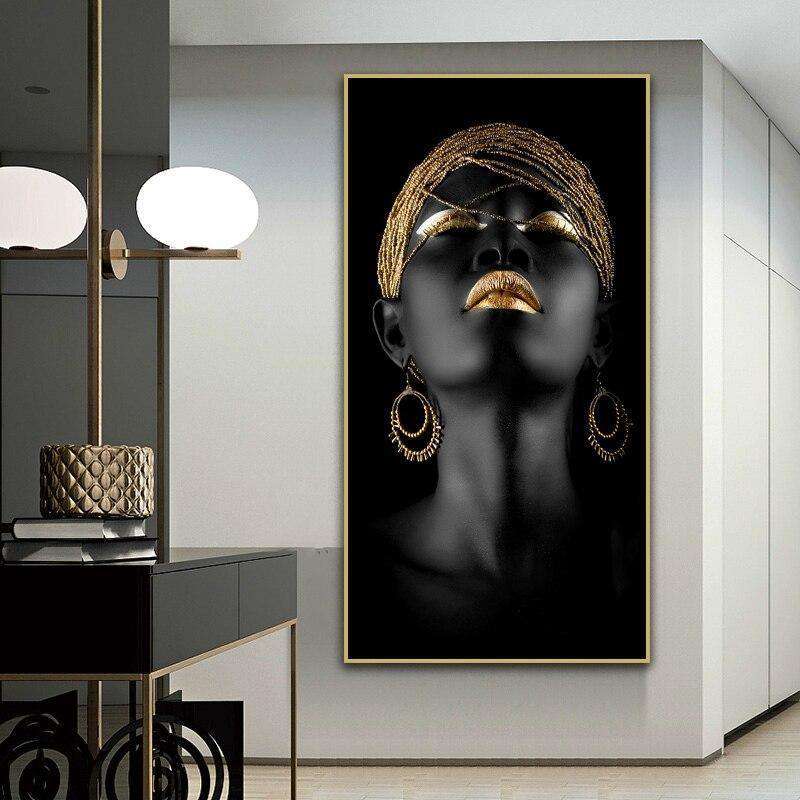 Moderne Kunst Leinwand Malerei Afrikanische Schwarz Frau Poster und Drucke Skandinavischen Wand Kunst Bilder Für Wohnzimmer Dekoration