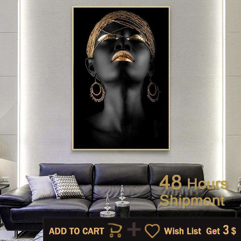 Moderne Kunst Leinwand Malerei Afrikanische Schwarz Frau Poster und Drucke Skandinavischen Wand Kunst Bilder Für Wohnzimmer Dekoration