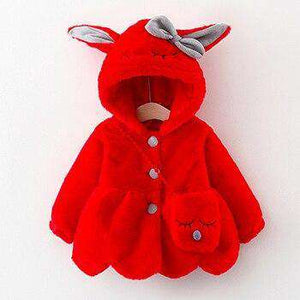 Nette Kaninchen Ohren Plüsch Baby Jacke Weihnachten Süße Prinzessin Mädchen Mantel Herbst Winter Warm Mit Kapuze Oberbekleidung Kleinkind Mädchen Kleidung