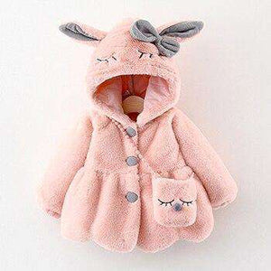 Nette Kaninchen Ohren Plüsch Baby Jacke Weihnachten Süße Prinzessin Mädchen Mantel Herbst Winter Warm Mit Kapuze Oberbekleidung Kleinkind Mädchen Kleidung