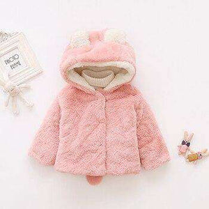 Nette Kaninchen Ohren Plüsch Baby Jacke Weihnachten Süße Prinzessin Mädchen Mantel Herbst Winter Warm Mit Kapuze Oberbekleidung Kleinkind Mädchen Kleidung