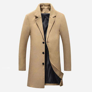 New Men's Long Wool Trench Coat