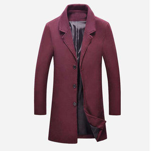 New Men's Long Wool Trench Coat